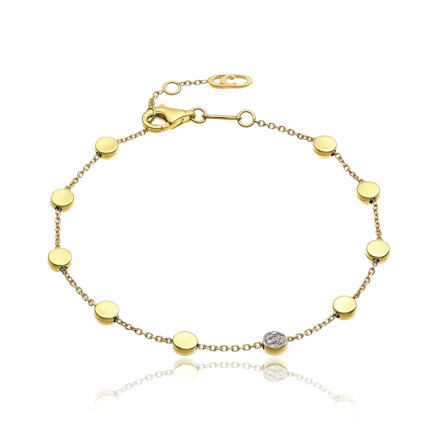 Chimento Armillas Glow 18ct Yellow Gold Flat Small Circle Diamond Pave Set Bracelet - Berry's Jewellers