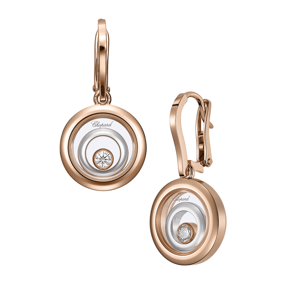 18ct Rose Gold Happy Diamonds Spirit Drop Earrings.