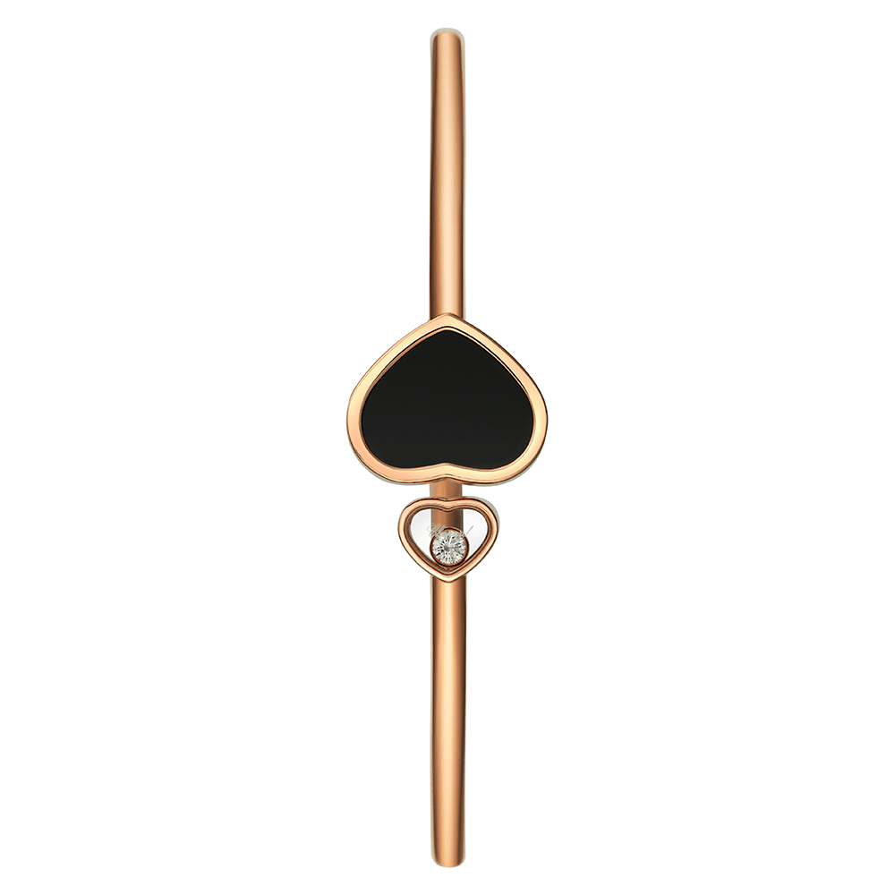 18ct Rose Gold Happy Hearts Black Onyx & Diamond Bangle