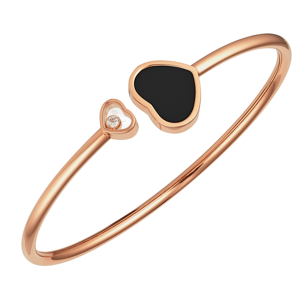 Chopard 18ct Rose Gold Happy Hearts Black Onyx & Diamond Bangle - Berry's Jewellers