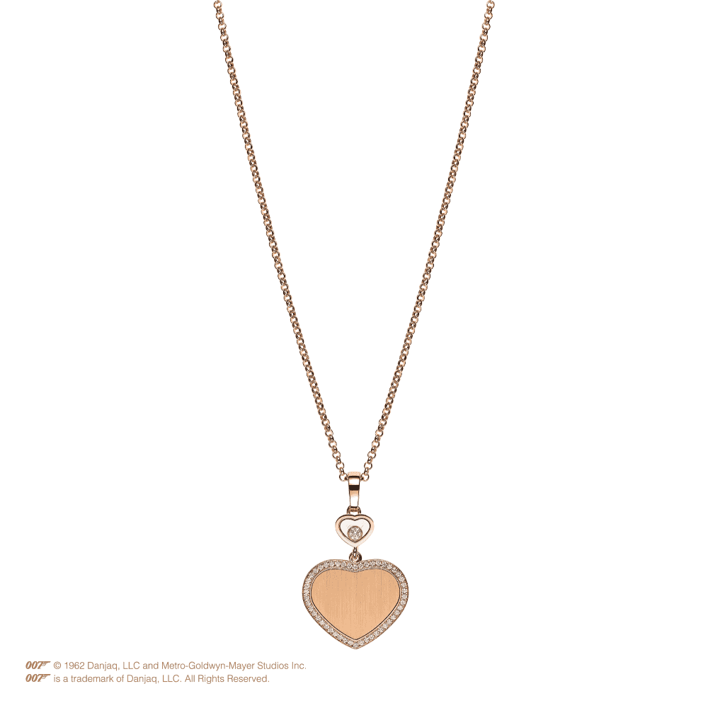 Chopard 18ct Rose Gold Happy Hearts James Bond 007 Limited Edition Diamond Pendant - Berry's Jewellers