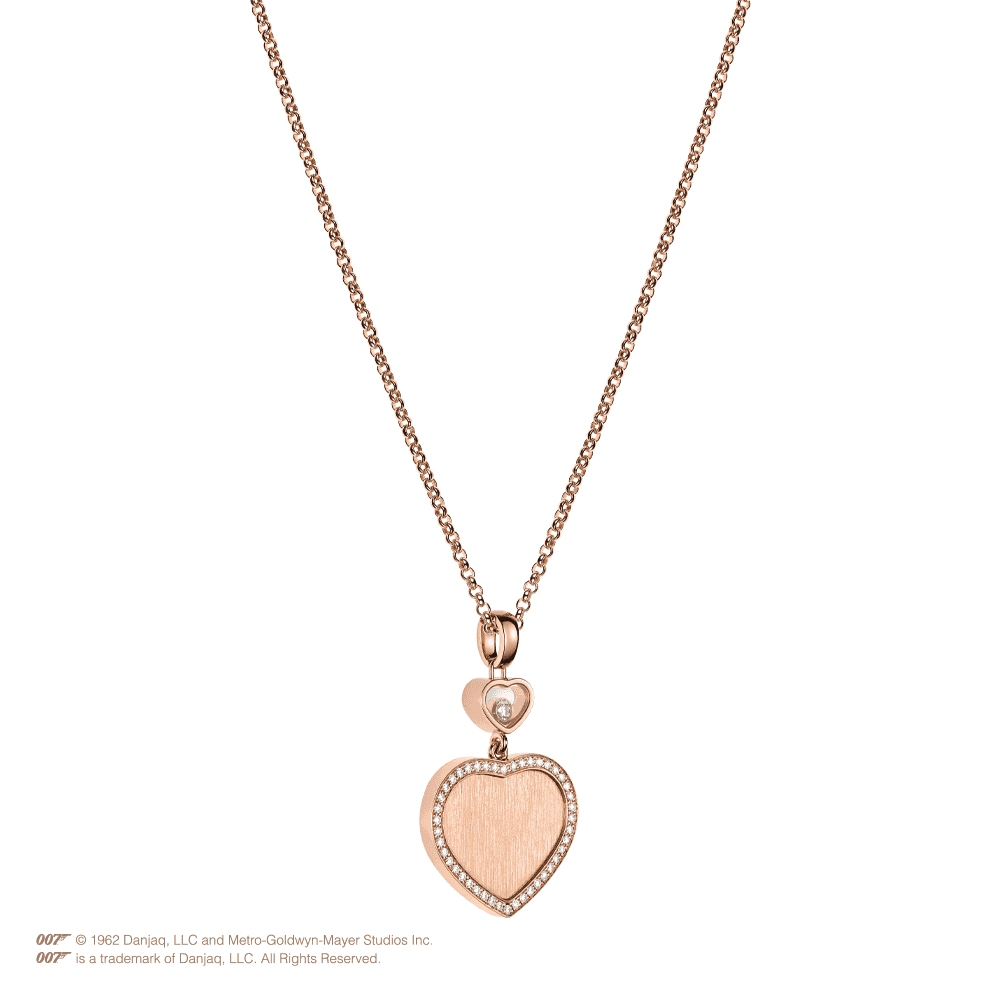 Chopard 18ct Rose Gold Happy Hearts James Bond 007 Limited Edition Diamond Pendant - Berry's Jewellers