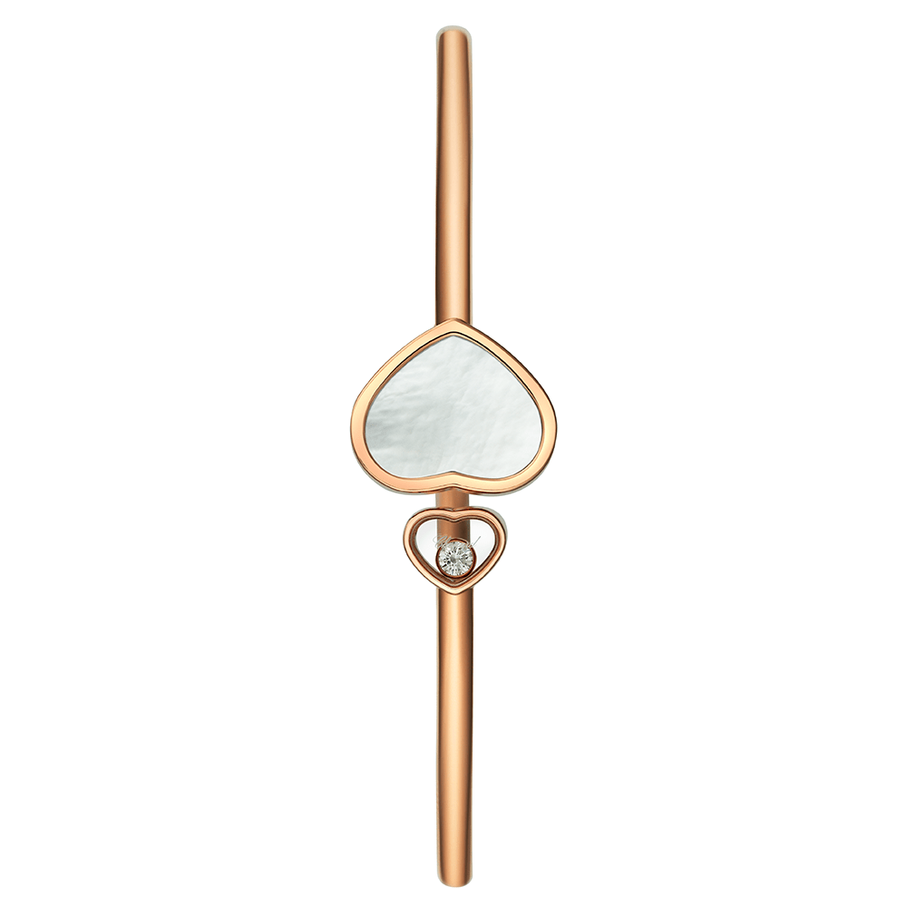 Chopard 18ct Rose Gold Happy Hearts Mother Of Pearl & Diamond Bangle - Berry's Jewellers