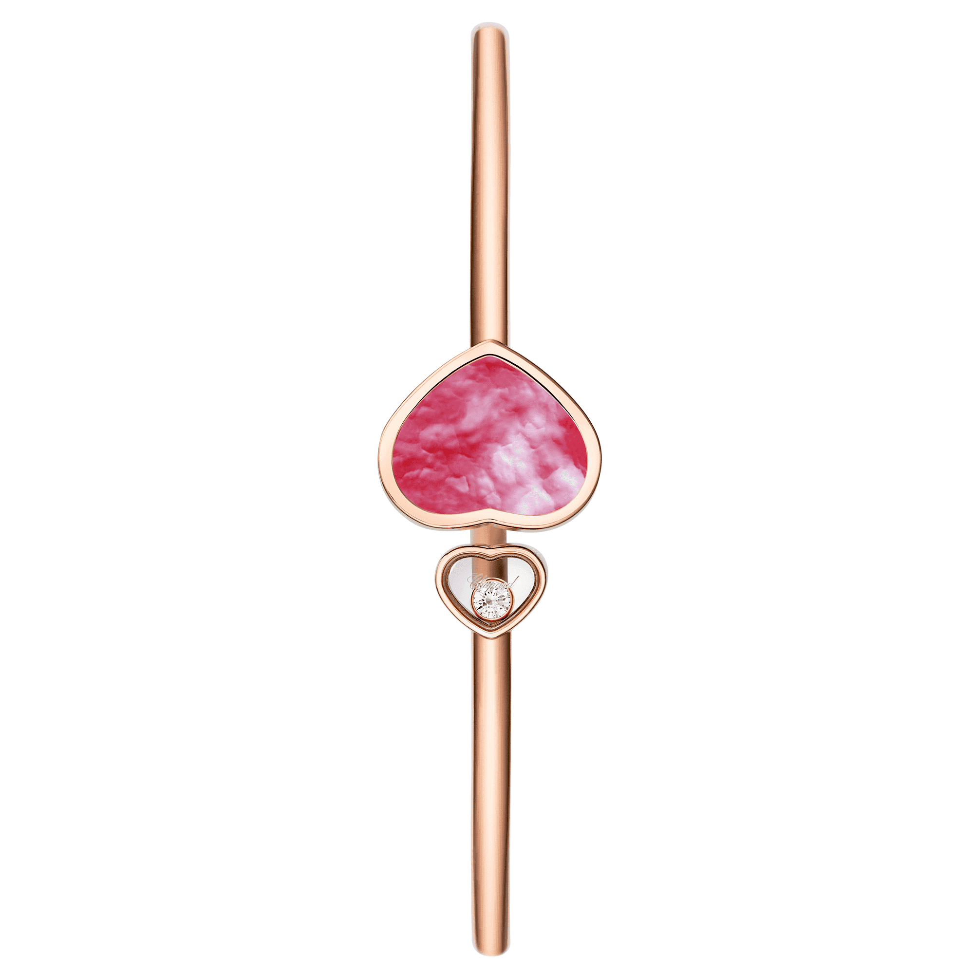 Chopard 18ct Rose Gold Happy Hearts Natalia Vodianova's "Naked Heart Foundation" Pink Mother Of Pearl & Diamond Bangle - Berry's Jewellers