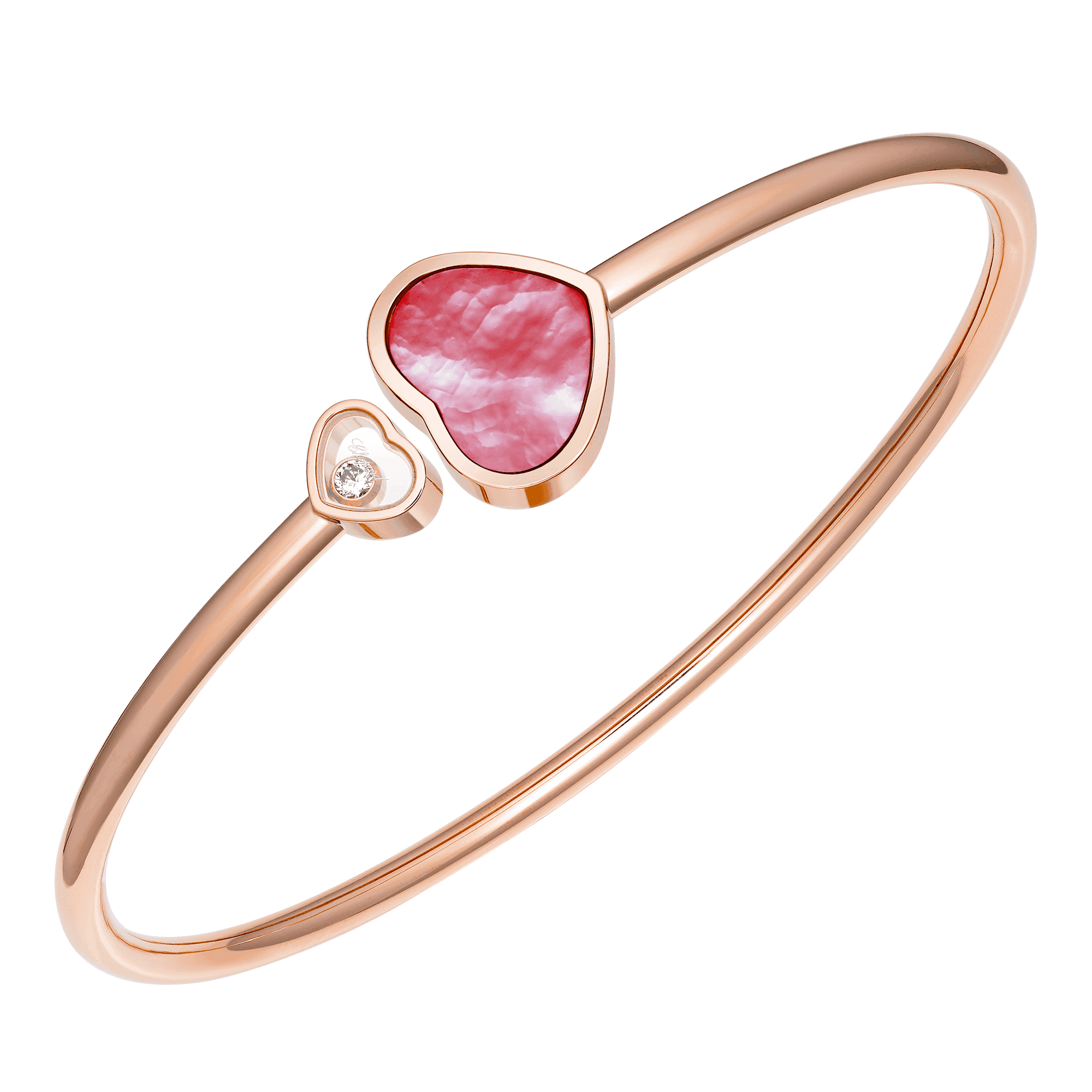 Chopard 18ct Rose Gold Happy Hearts Natalia Vodianova's "Naked Heart Foundation" Pink Mother Of Pearl & Diamond Bangle - Berry's Jewellers