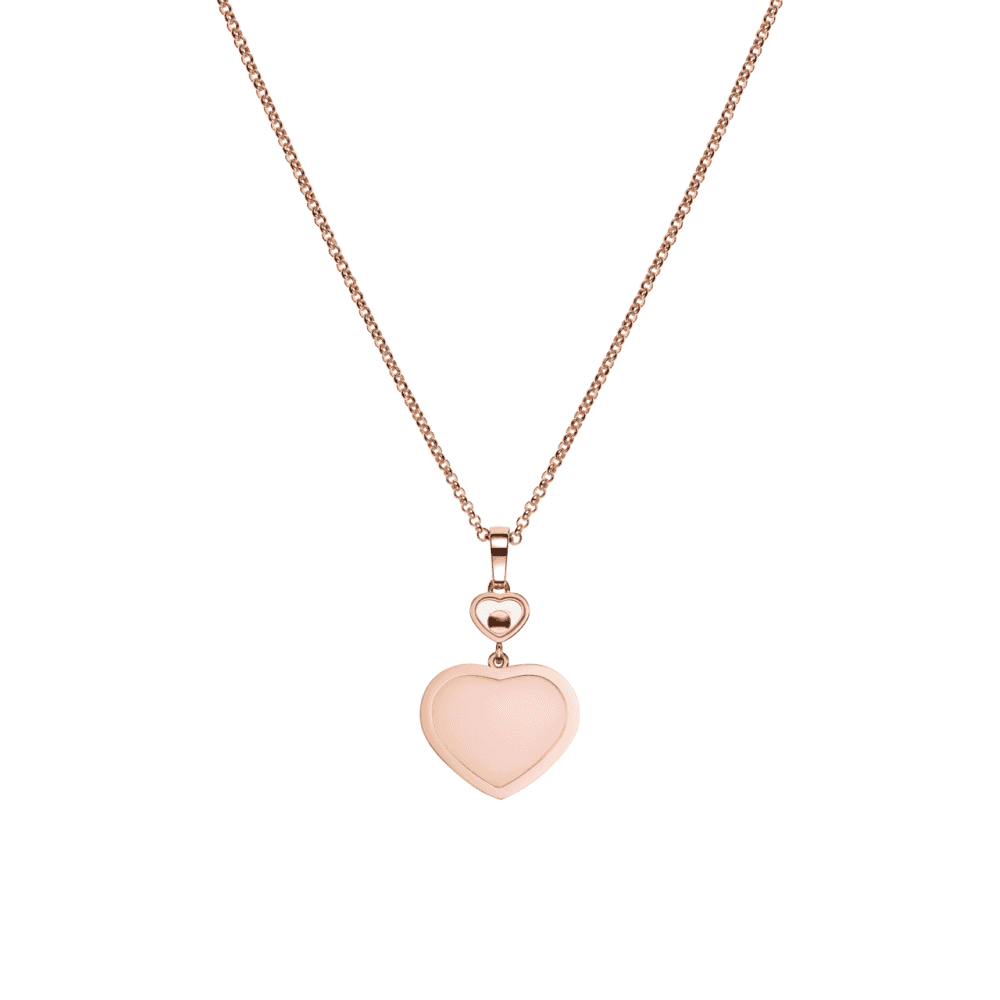 Chopard 18ct Rose Gold Happy Hearts Pink Opal & Diamond Pendant - Berry's Jewellers