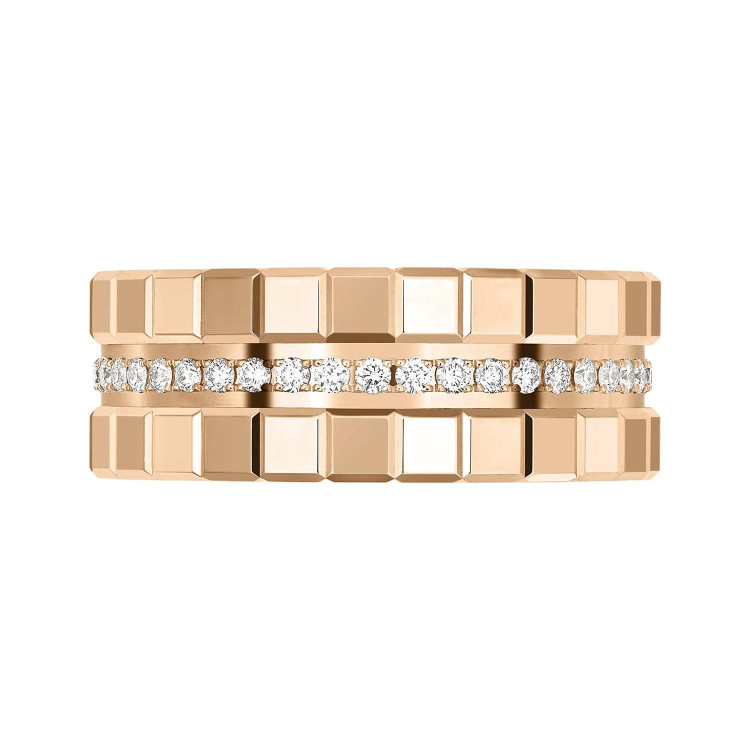 Chopard 18ct Rose Gold Ice Cube 3 Row Diamond Set Ring - Berry's Jewellers