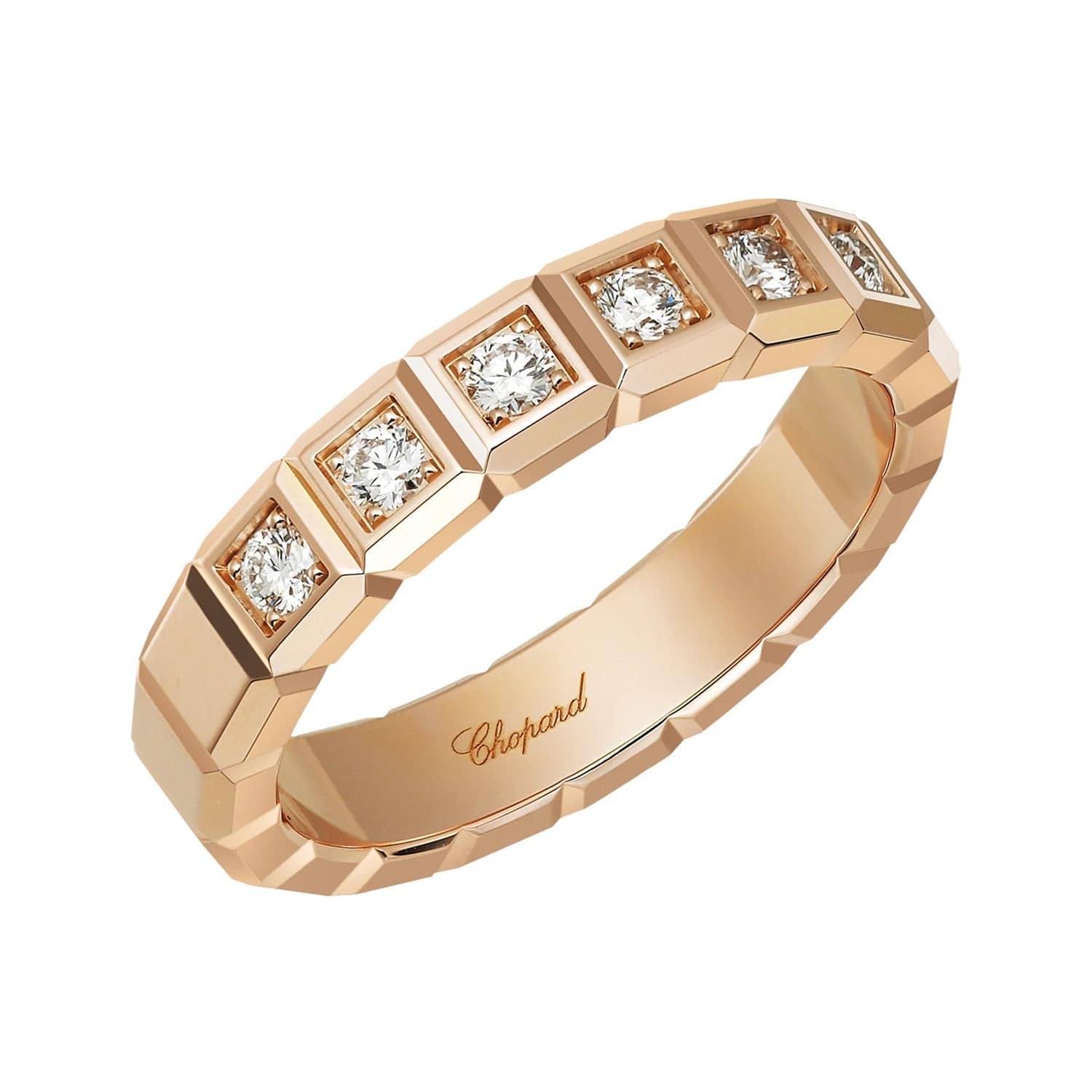 18ct Rose Gold Ice Cube Diamond Set Ring