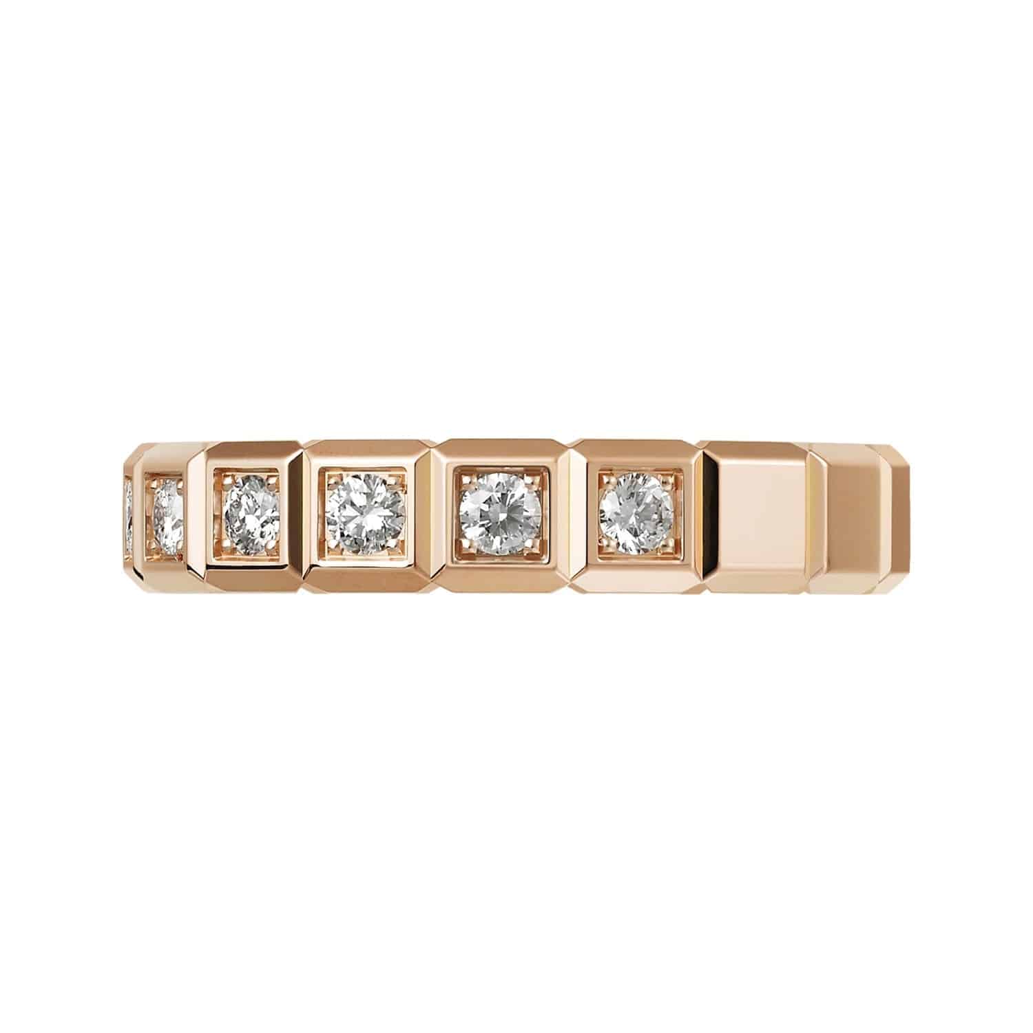 18ct Rose Gold Ice Cube Diamond Set Ring