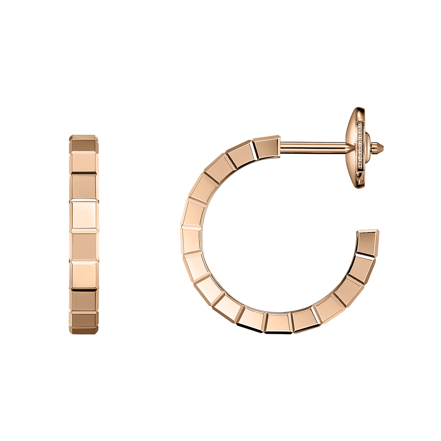 18ct Rose Gold Ice Cube Hoop Earrings