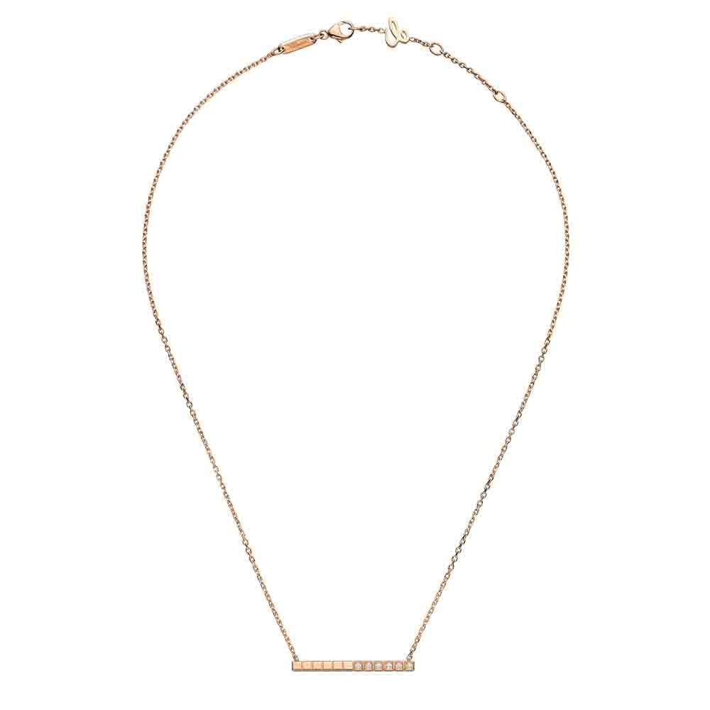 18ct Rose Gold Ice Cube Part Diamond Set Necklace