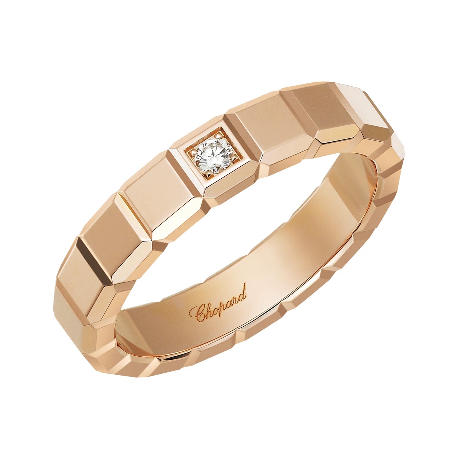 Chopard 18ct Rose Gold Ice Cube Single Diamond Set Ring - Berry's Jewellers