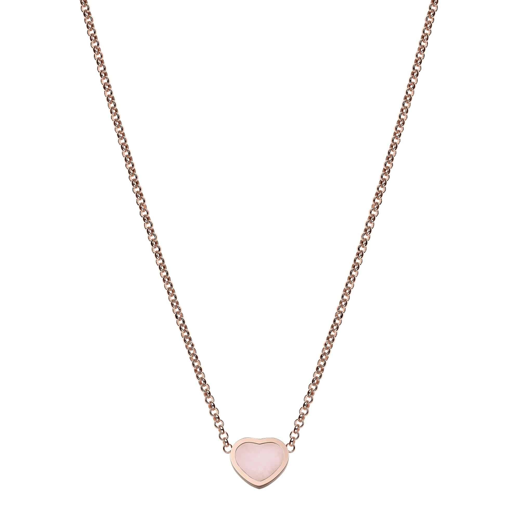 Chopard 18ct Rose Gold My Happy Hearts Pink Opal Pendant - Berry's Jewellers