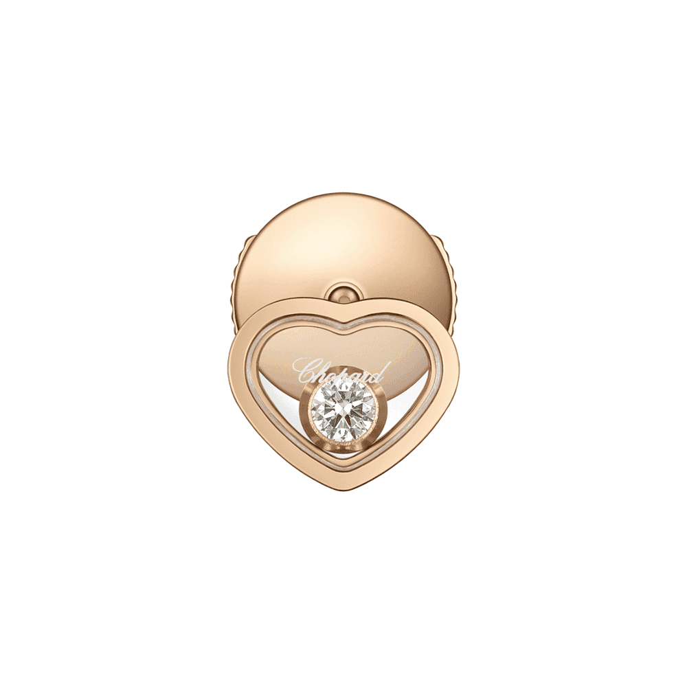 Chopard 18ct Rose Gold My Happy Hearts Single Stud Earring With Single Floating Diamond - Berry's Jewellers