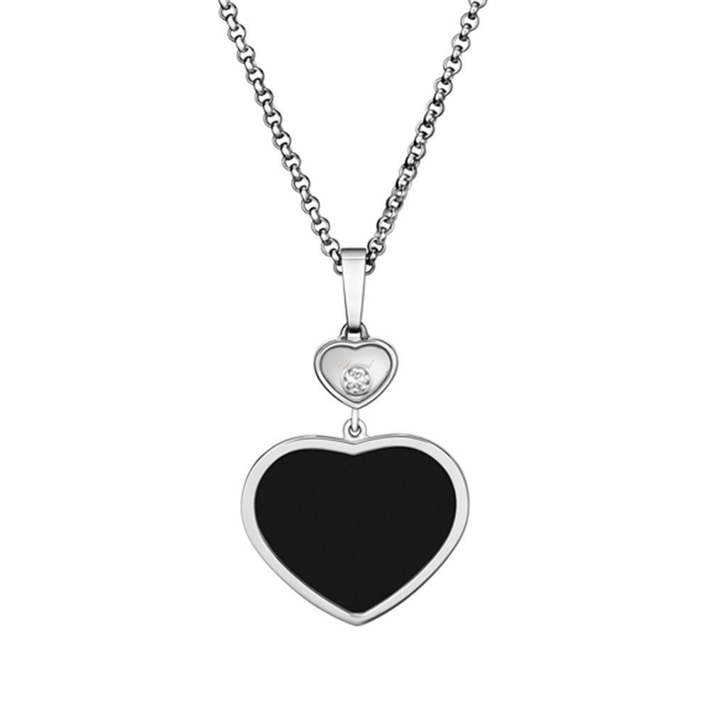 Chopard 18ct White Gold Happy Hearts Black Onyx & Diamond Pendant - Berry's Jewellers