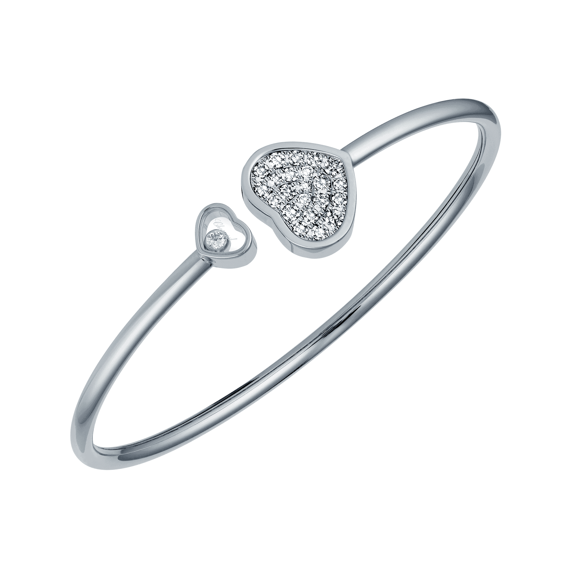 18ct White Gold Happy Hearts Diamond Pave Bangle