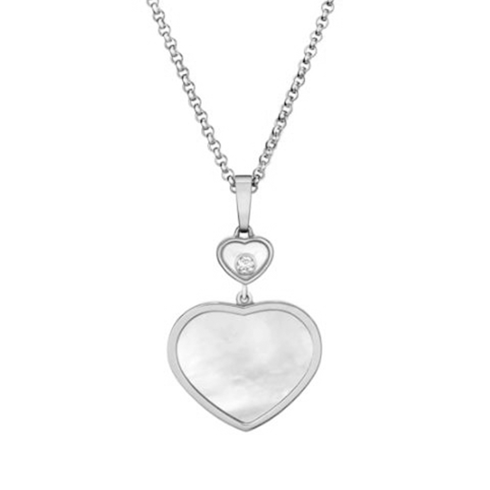 Chopard 18ct White Gold Happy Hearts Mother of Pearl & Diamond Pendant - Berry's Jewellers