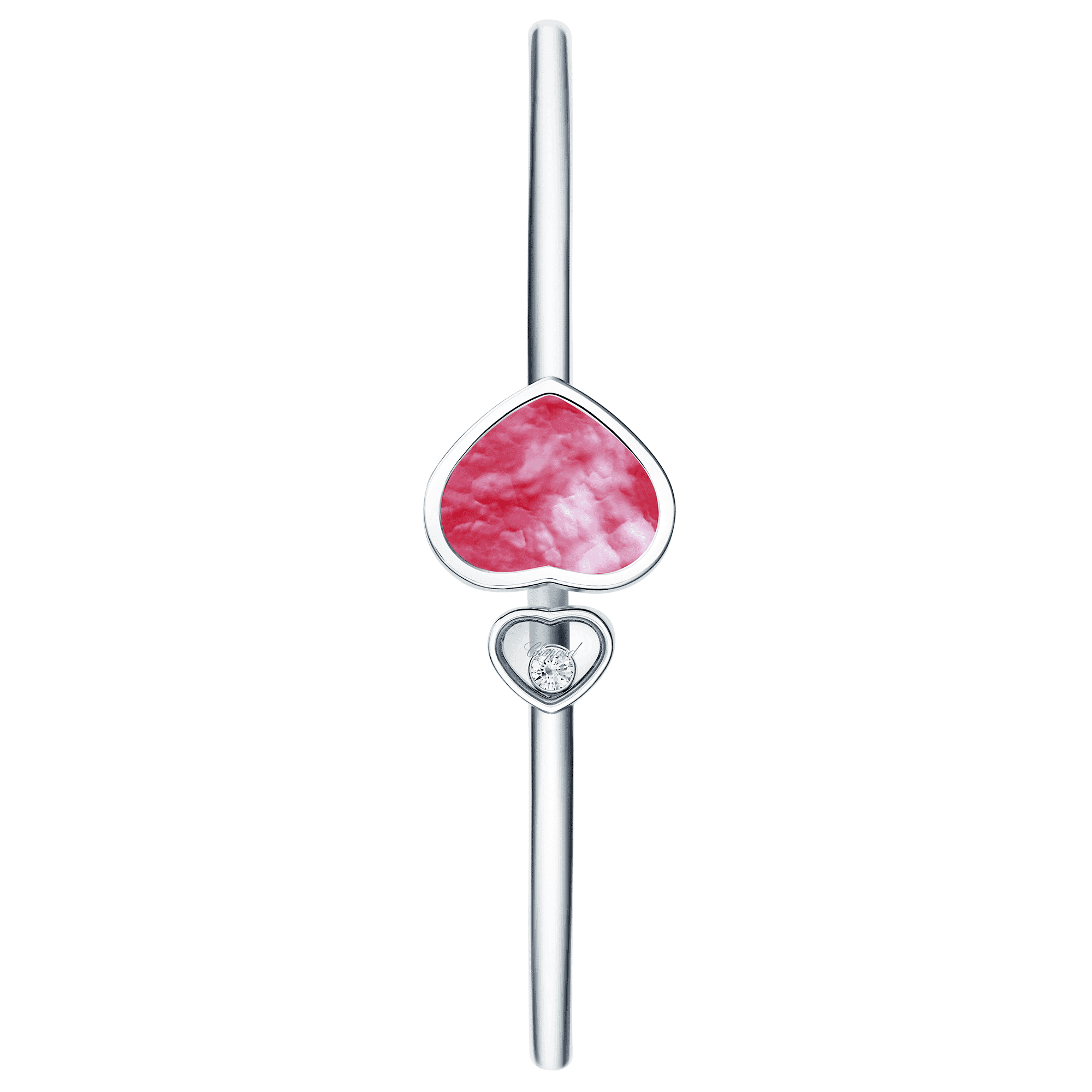 18ct White Gold Happy Hearts Natalia Vodianova's "Naked Heart Foundation" Pink Mother Of Pearl & Diamond Bangle