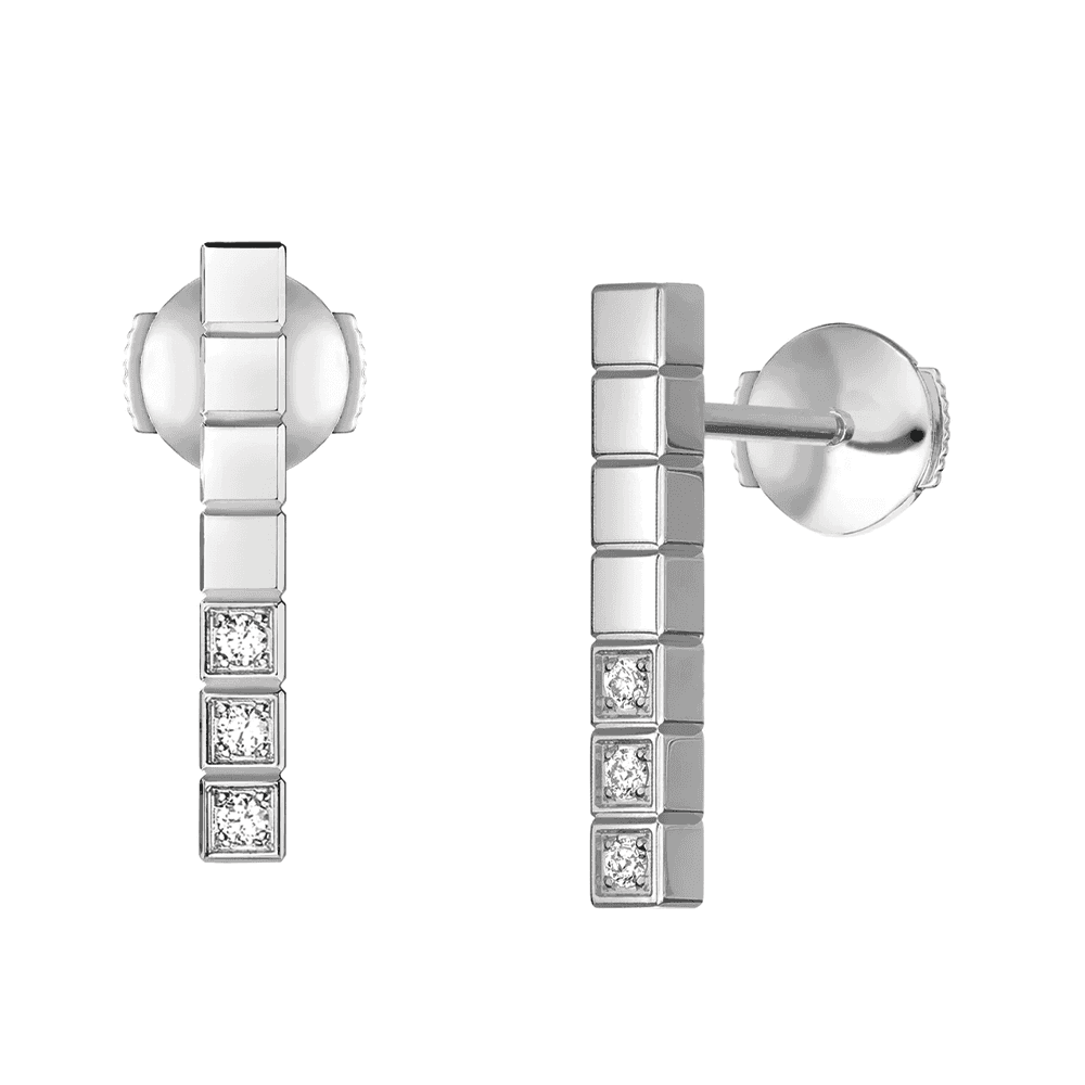 Chopard 18ct White Gold Ice Cube Part Diamond Set Earrings - Berry's Jewellers