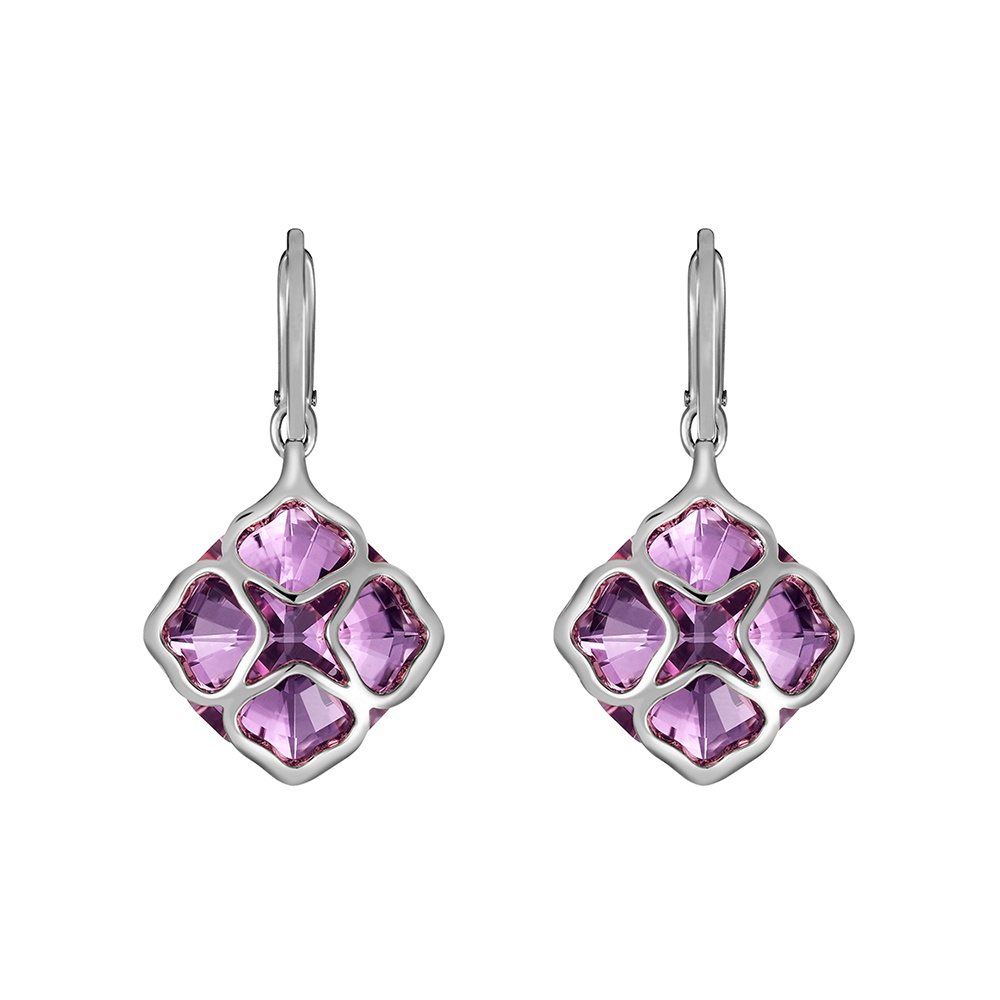 18ct White Gold Imperiale Amethyst Drop Earrings