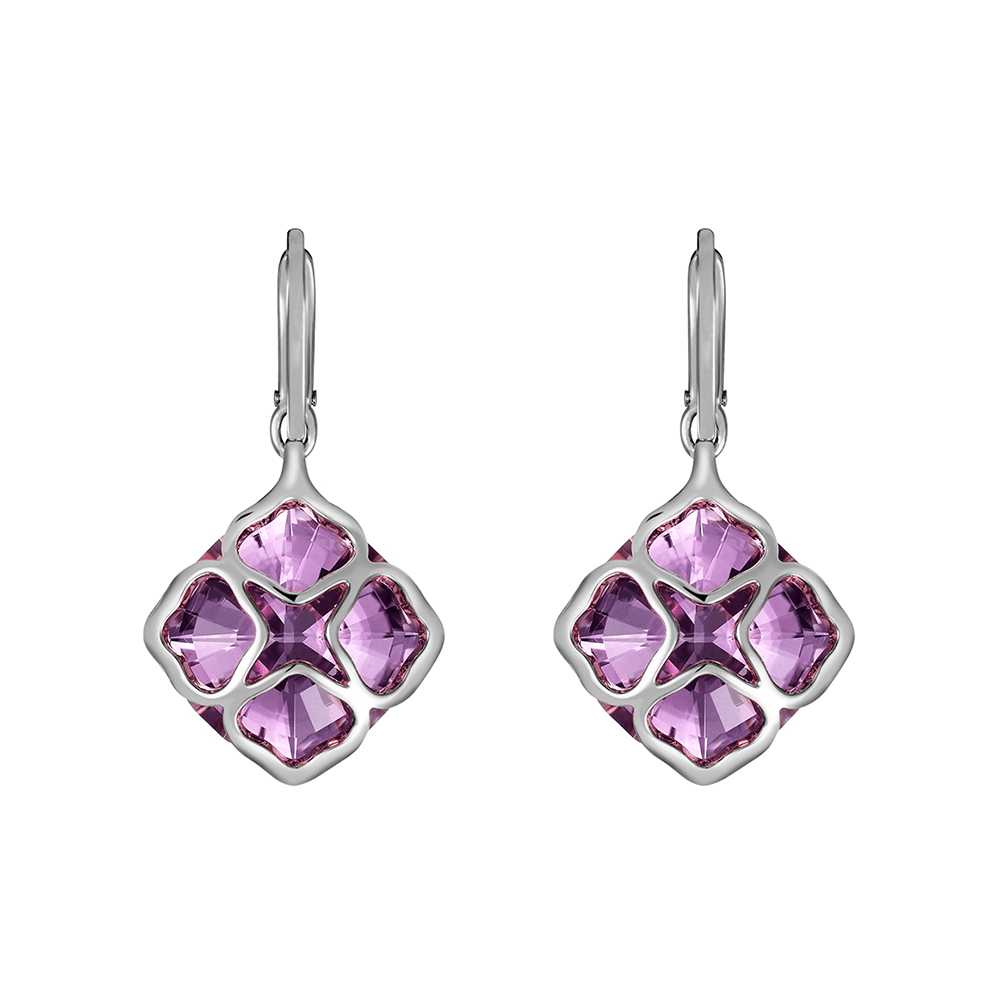 18ct White Gold Imperiale Amethyst Drop Earrings