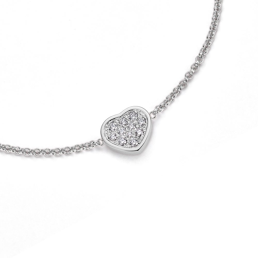 18ct White Gold My Happy Hearts Pave Set Diamond Bracelet