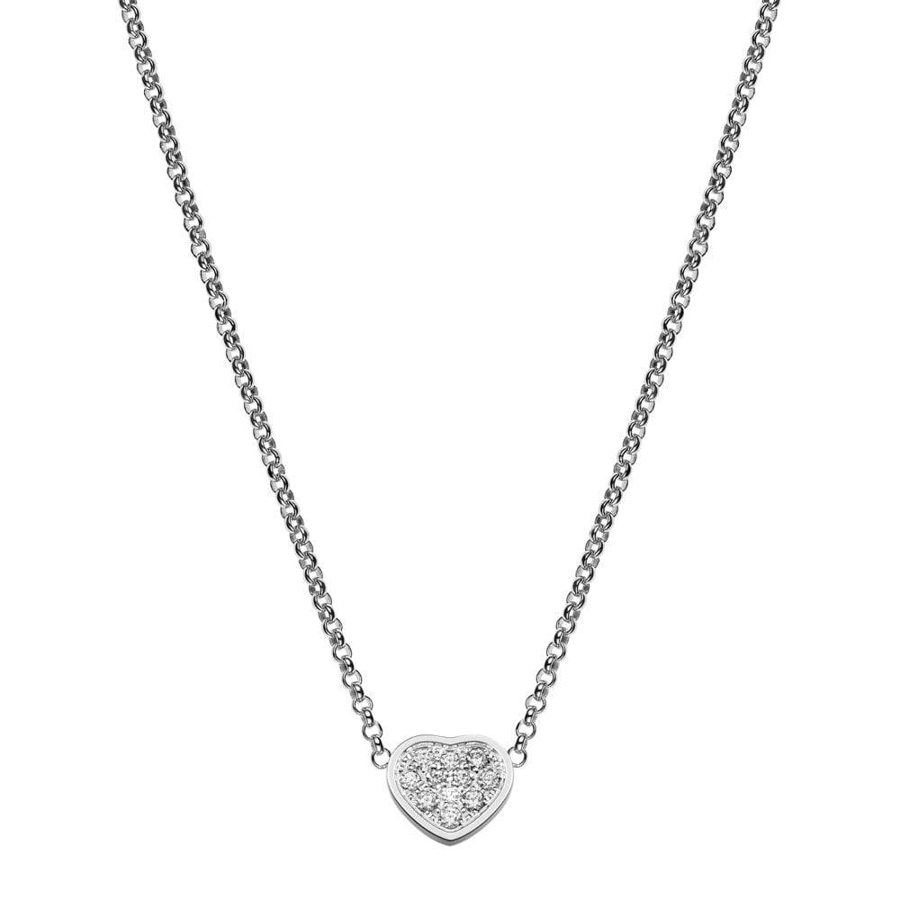 Chopard 18ct White Gold My Happy Hearts Pave Set Diamond Pendant - Berry's Jewellers