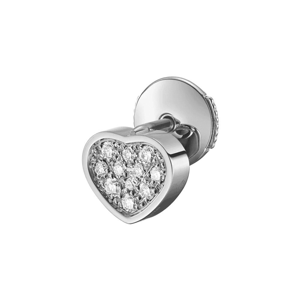 Chopard 18ct White Gold My Happy Hearts Pave Set Diamond Single Stud Earring - Berry's Jewellers