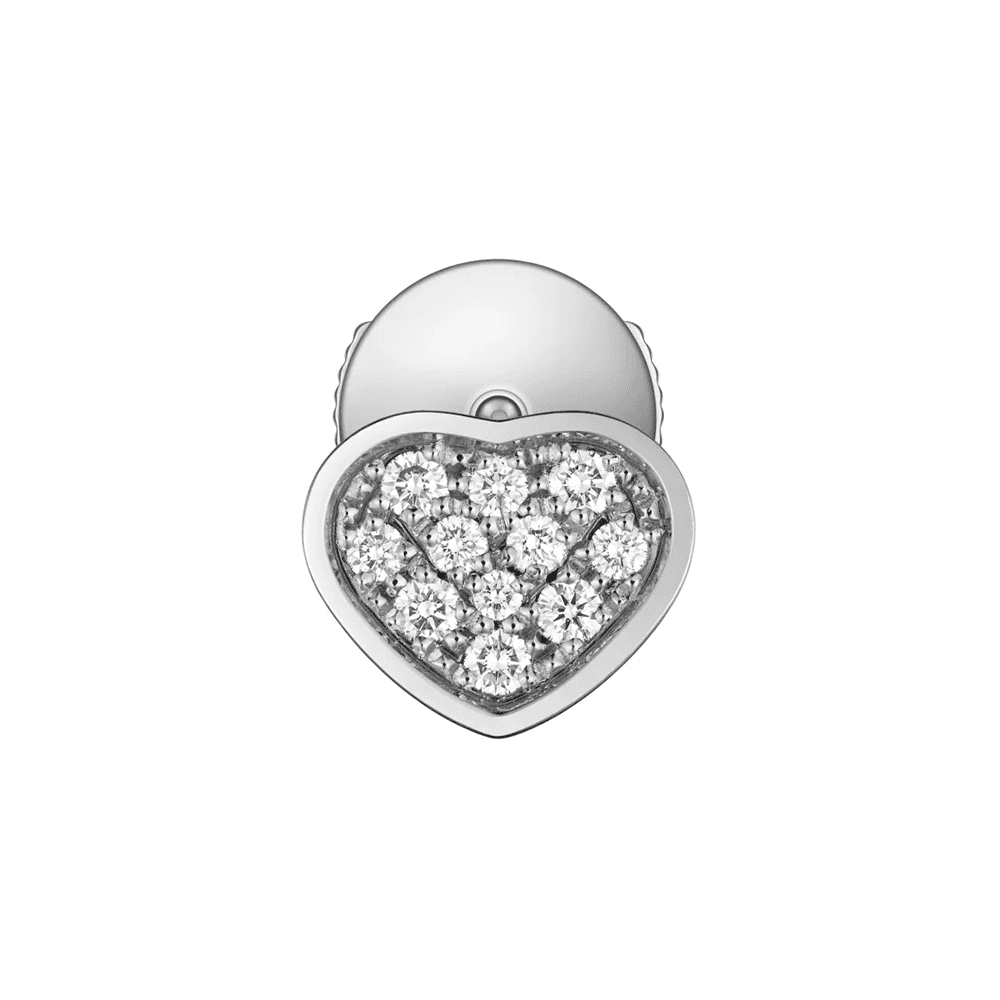 Chopard 18ct White Gold My Happy Hearts Pave Set Diamond Single Stud Earring - Berry's Jewellers