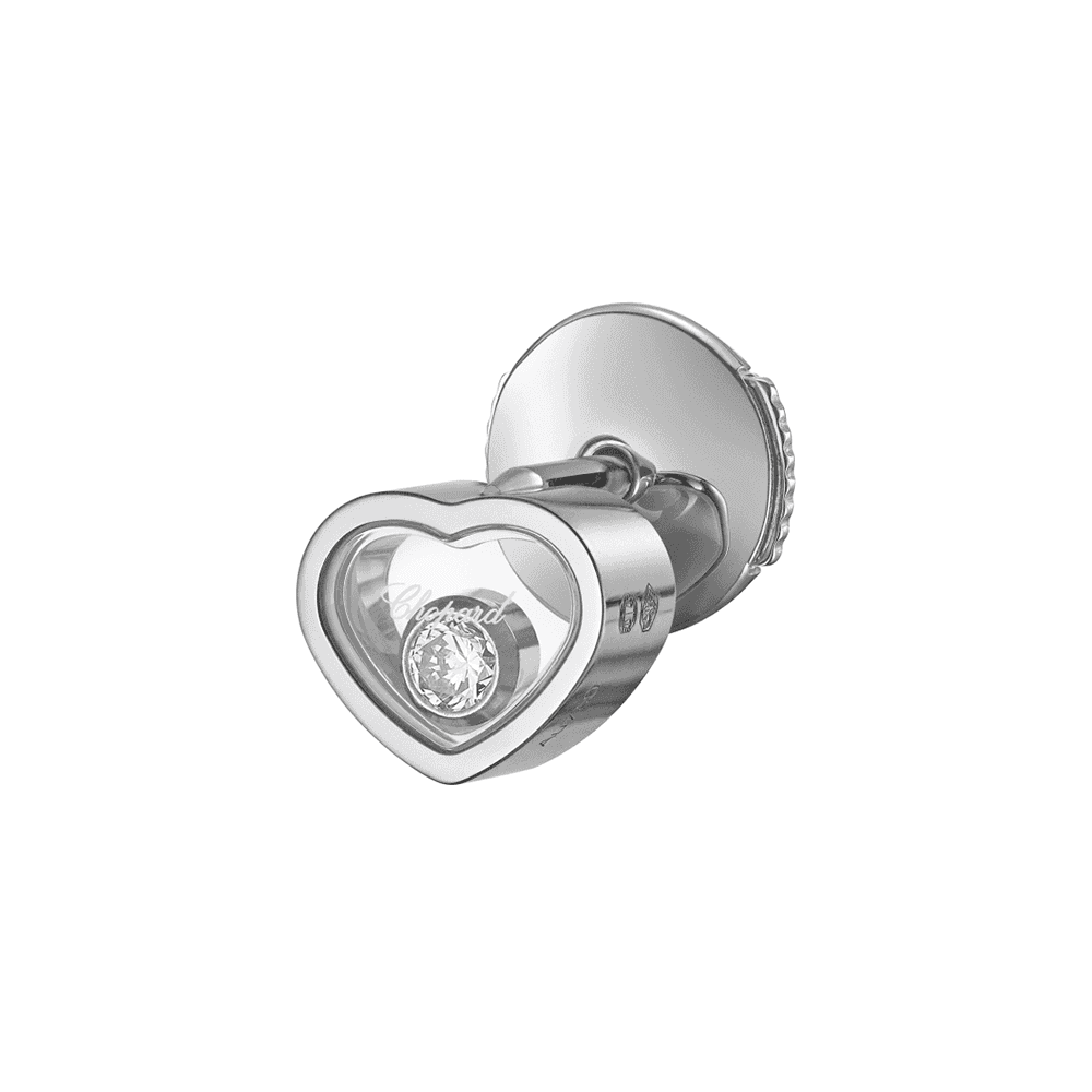 Chopard 18ct White Gold My Happy Hearts Single Stud Earring With Single Floating Diamond - Berry's Jewellers