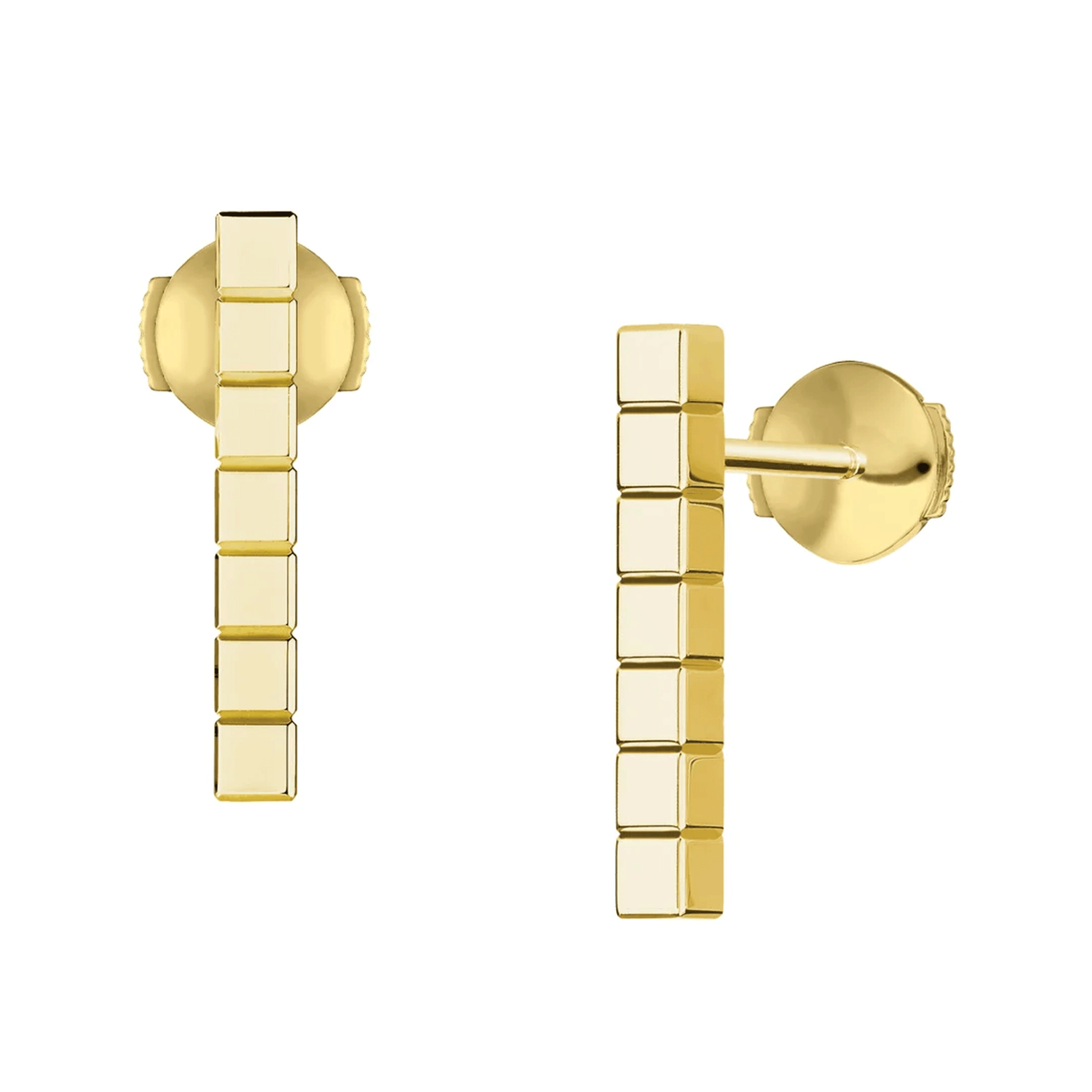 18ct Yellow Gold Ice Cube Bar Earrings