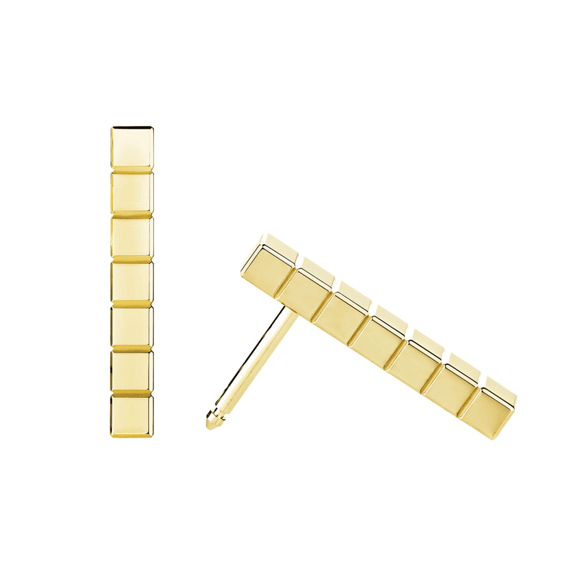 18ct Yellow Gold Ice Cube Bar Earrings