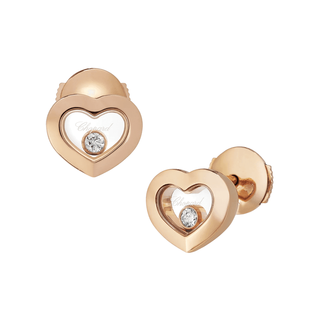 Chopard Happy Diamonds Icons 18ct Rose Gold Heart Earrings - Berry's Jewellers