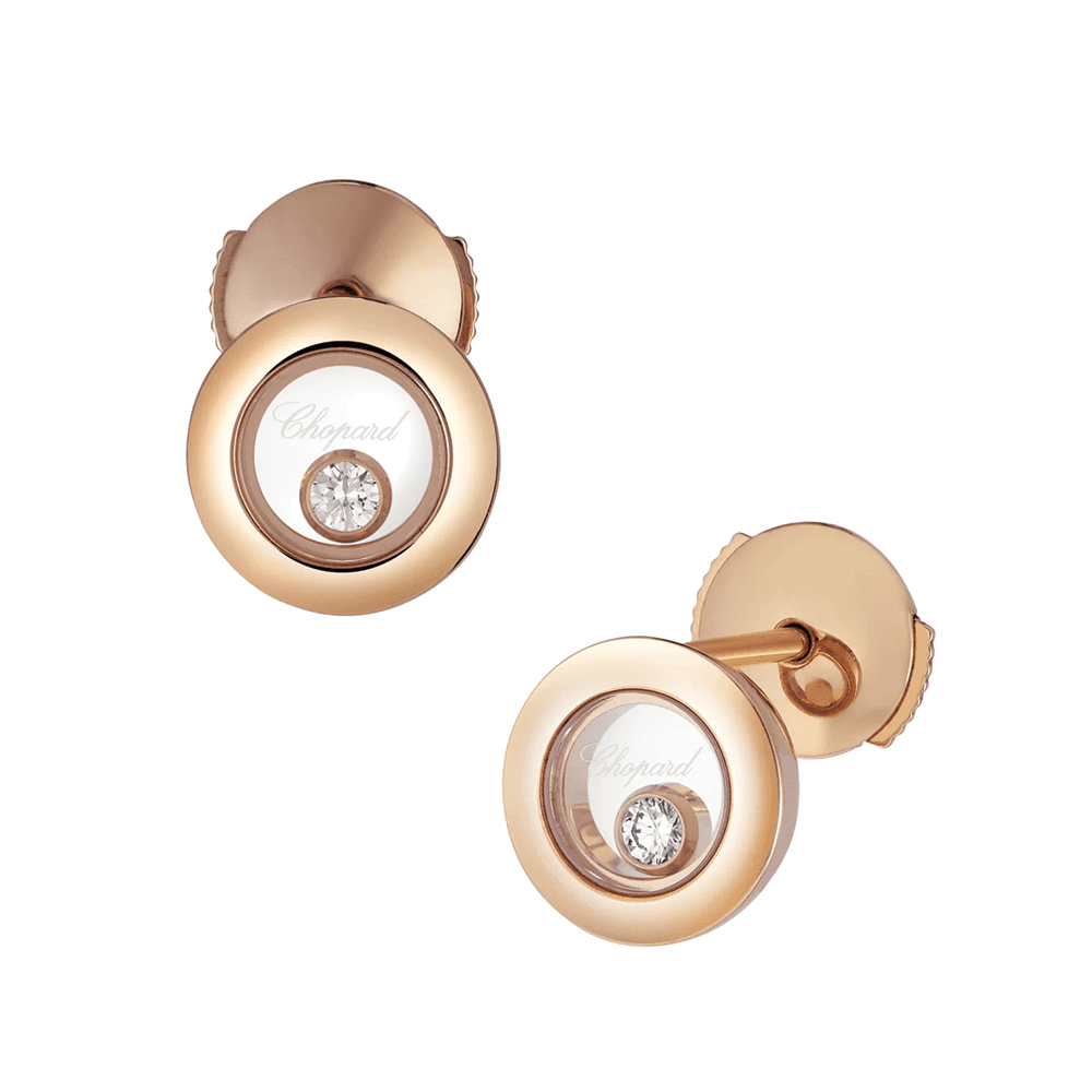 Chopard Happy Diamonds Icons 18ct Rose Gold Round Earrings - Berry's Jewellers