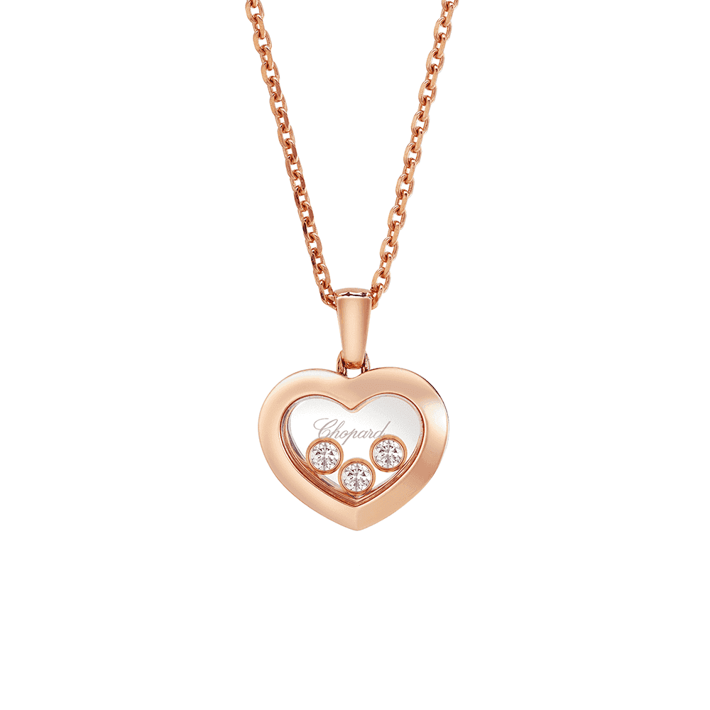 Chopard Happy Diamonds Icons 18ct Rose Gold Three Floating Diamond Heart Pendant - Berry's Jewellers