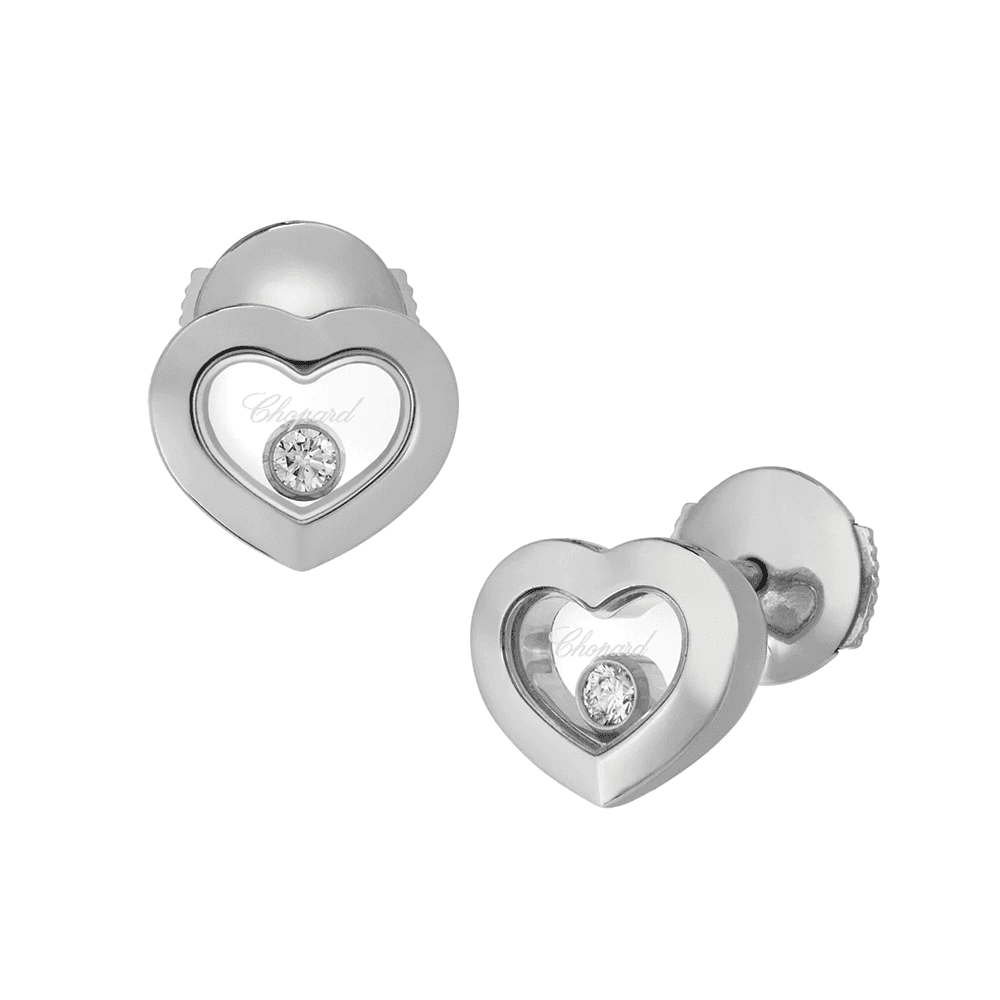 Chopard Happy Diamonds Icons 18ct White Gold Heart Earrings - Berry's Jewellers