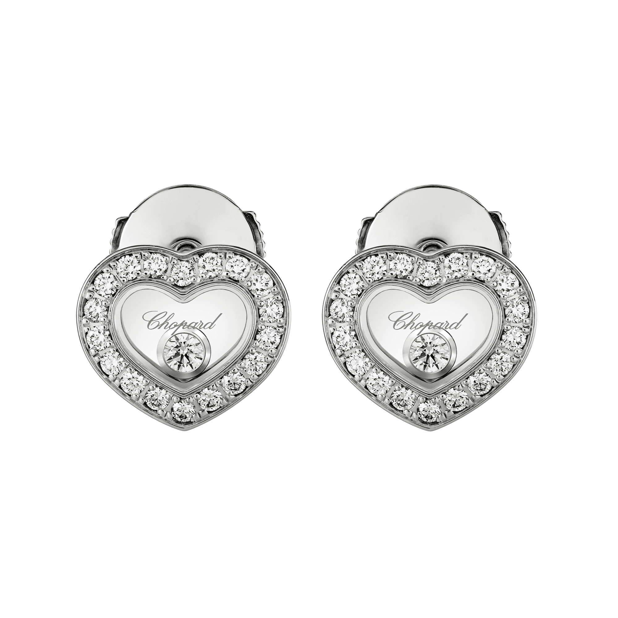 Chopard Happy Diamonds Icons 18ct White Gold Heart Earrings - Berry's Jewellers