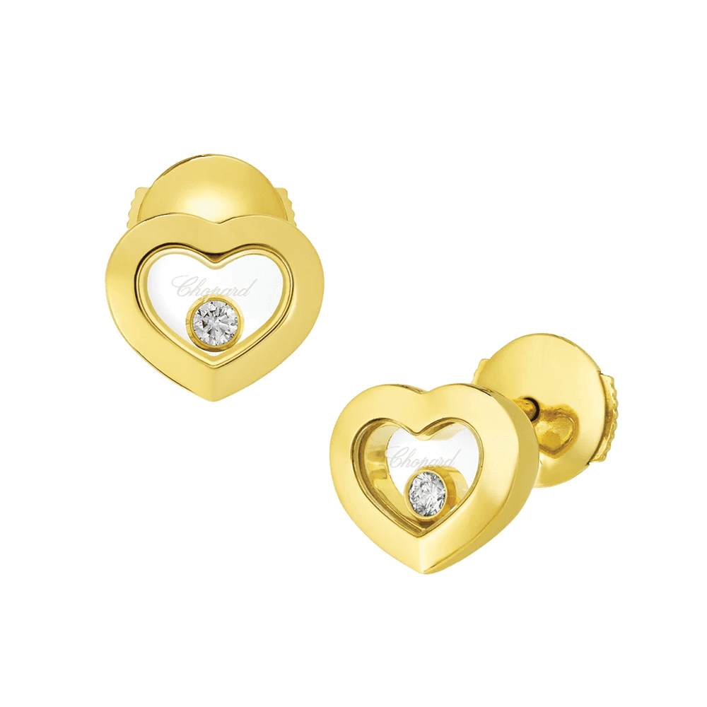 Chopard Happy Diamonds Icons 18ct Yellow Gold Heart Earrings - Berry's Jewellers