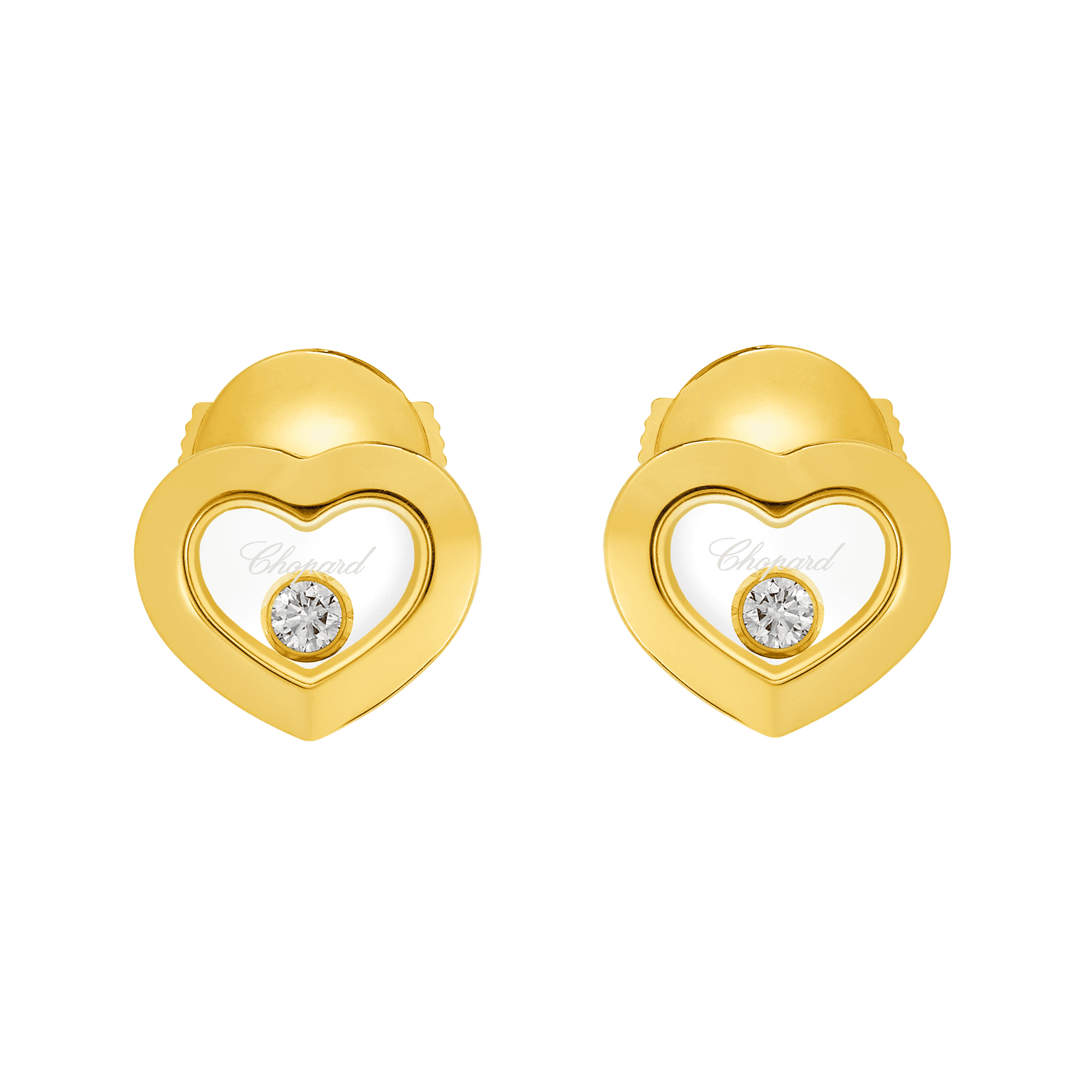 Chopard Happy Diamonds Icons 18ct Yellow Gold Heart Earrings - Berry's Jewellers