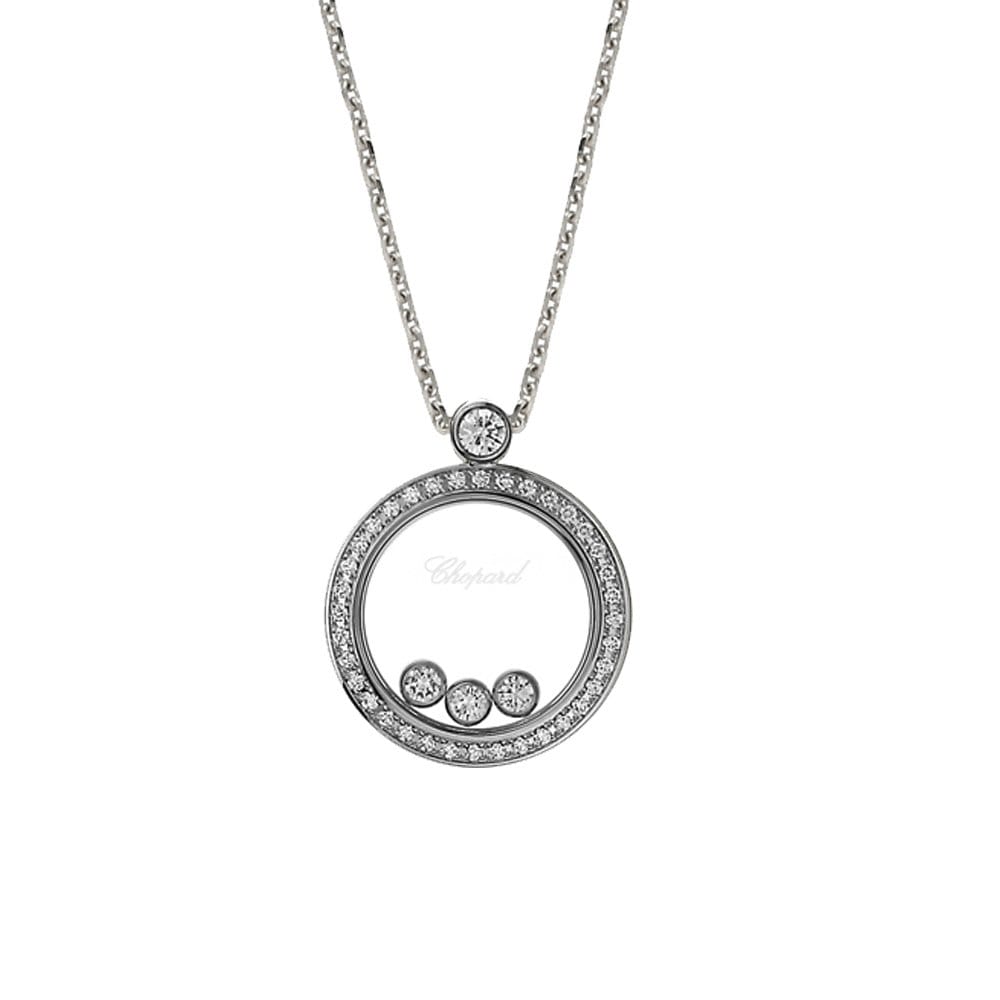 Chopard Happy Diamonds Themes 18ct White Gold Diamond Bezel Round Pendant - Berry's Jewellers