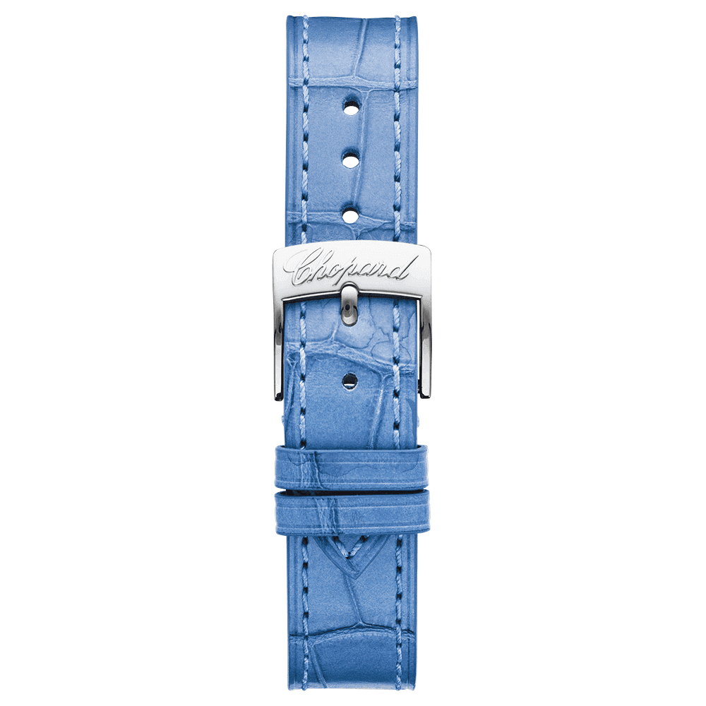 Chopard Happy Sport 30mm Floating Diamond Blue Mother of Pearl Dial & Bezel Watch - Berry's Jewellers