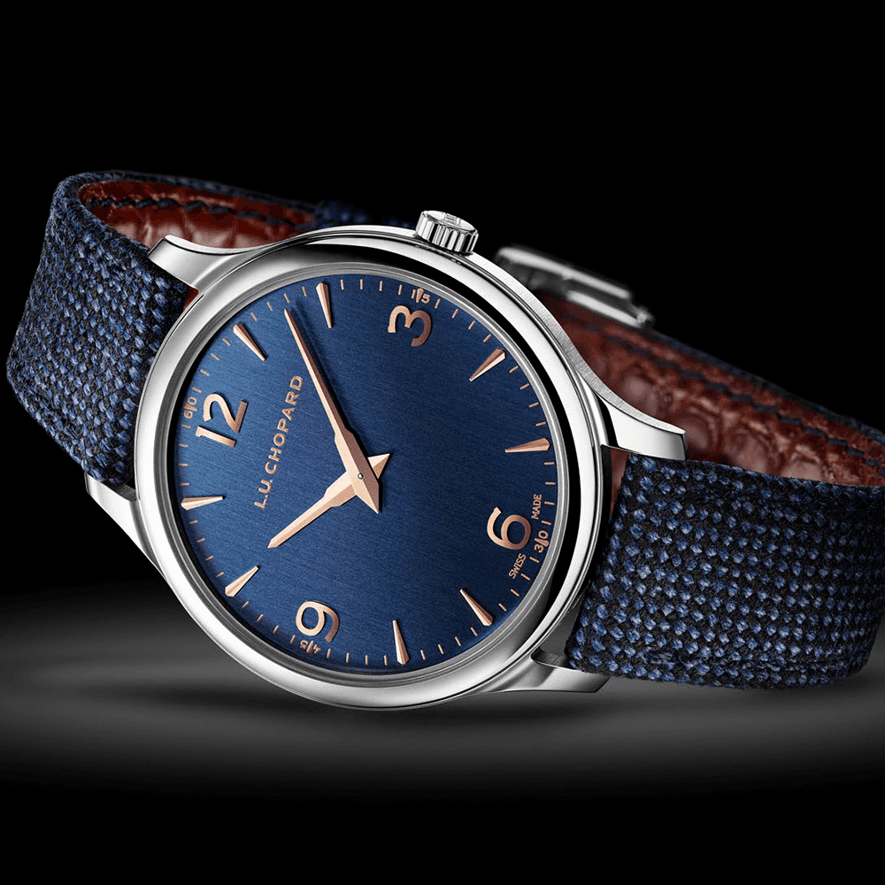 L.U.C XP 40mm Blue/Rose Dial Automatic Fabric Strap Watch