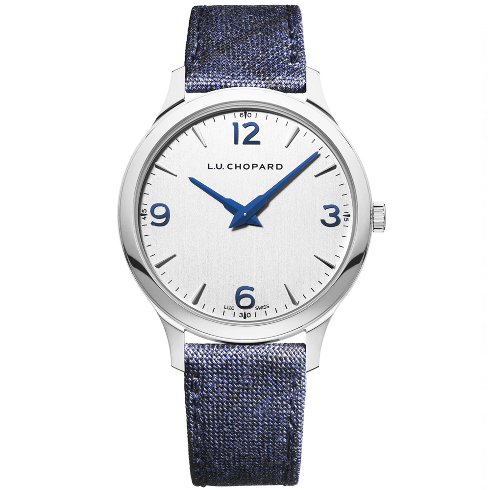 L.U.C XP Silver/Blue Dial Automatic Fabric Strap Men's Watch