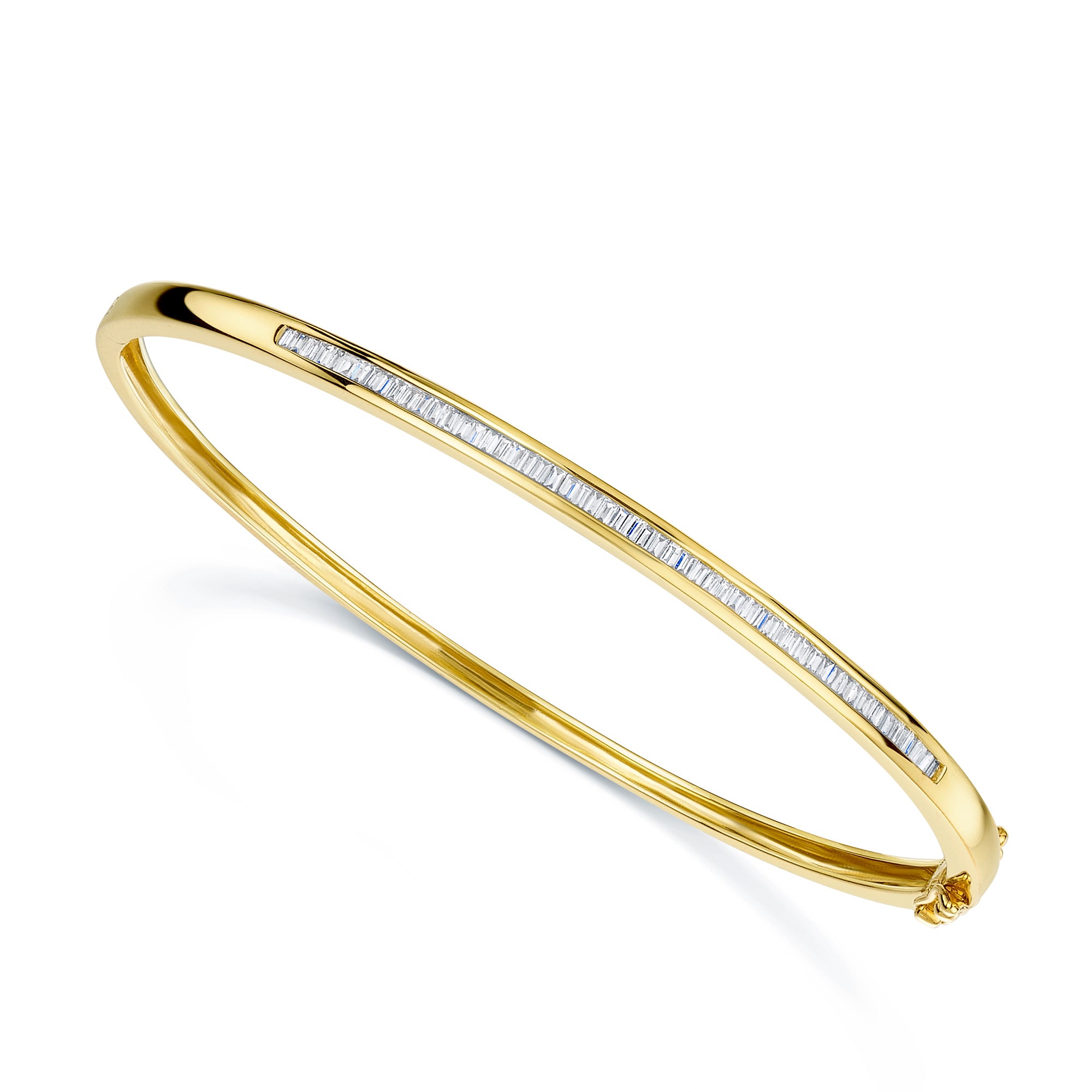 18ct Yellow Gold Baguette Cut Diamond Channel Set Bangle