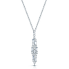 18ct White Gold Baguette & Round Brilliant Cut Diamond Drop Pendant