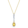 18ct Yellow & White Gold Pear Cut Yellow Sapphire Diamond Halo Pendant