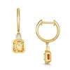 18ct Yellow Gold Citrine & Diamond Rubover Set Earrings