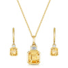 18ct Yellow Gold Citrine And Diamond Pendant & Earring Set