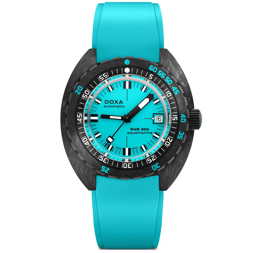 SUB 300 Carbon 42.50mm Aquamarine Automatic Men's Rubber Strap