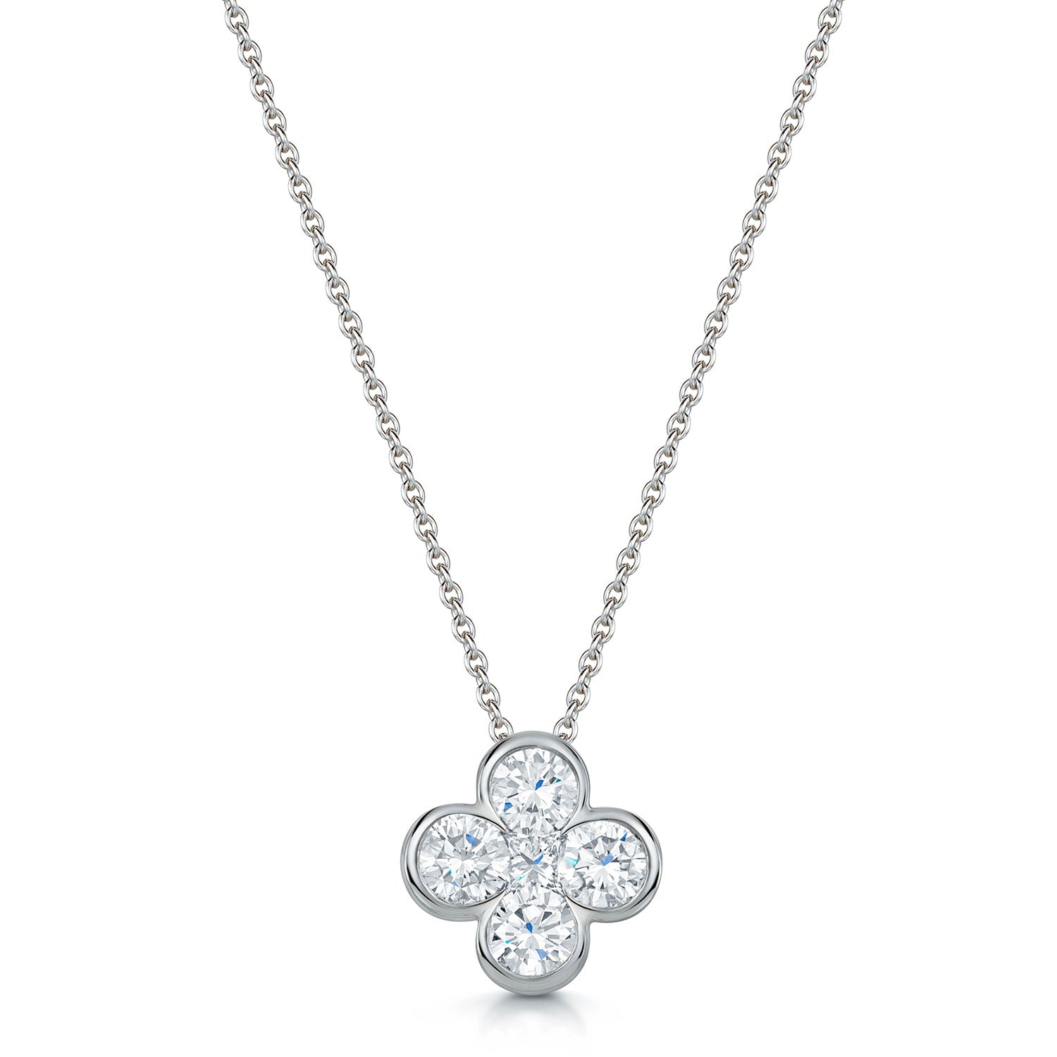 18ct White Gold Round Brilliant Cut Fancy Diamond Pendant